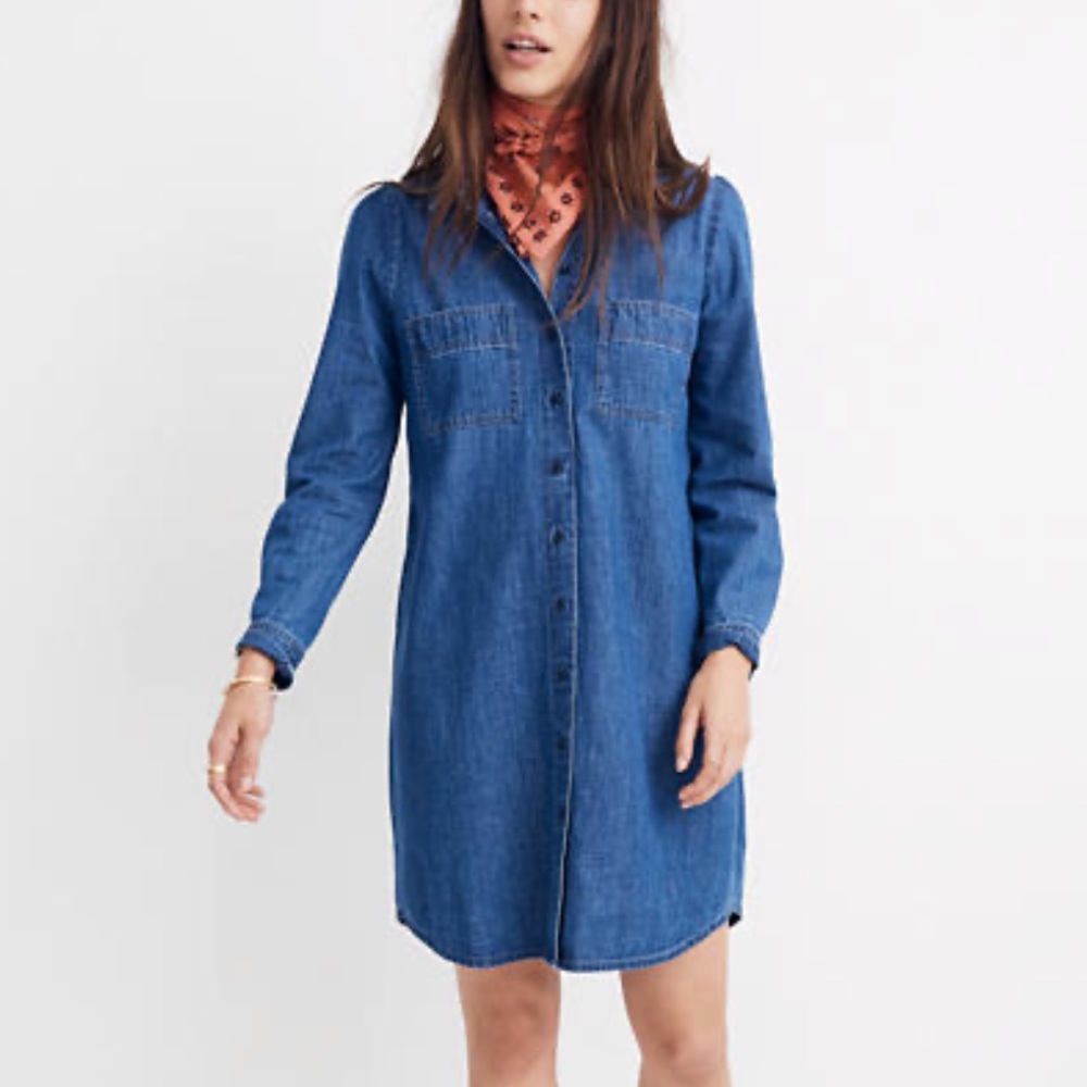 Madewell Denim Puff-Sleeve Shirtdress -Harris Wash